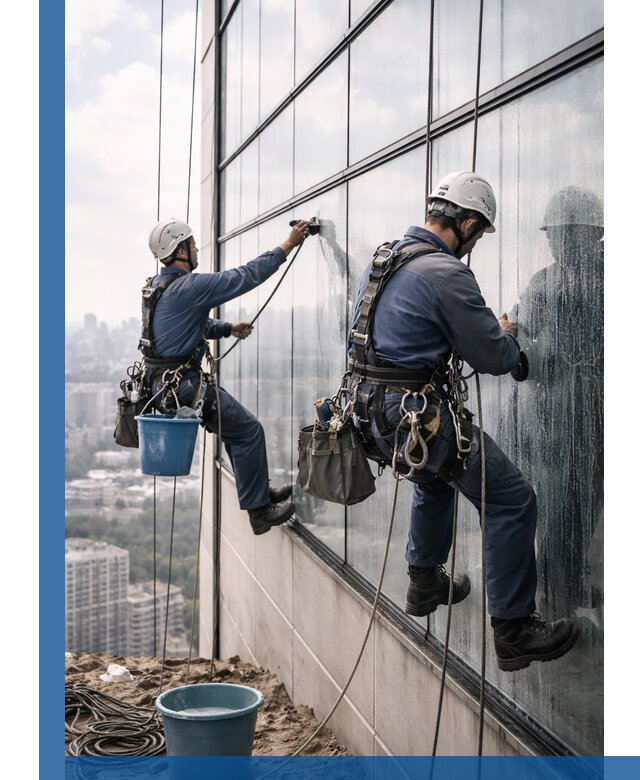 Профессиональная мойка фасадных окон альпинистами в Южноуральске