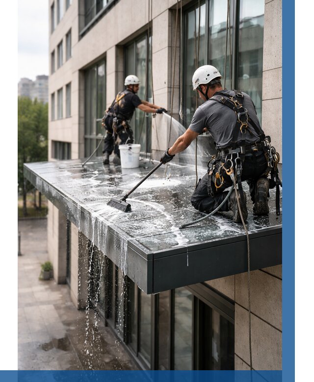 Мойка козырьков и навесов в Южноуральске от 3828 р. | ВЫСОТНИК-Жрк