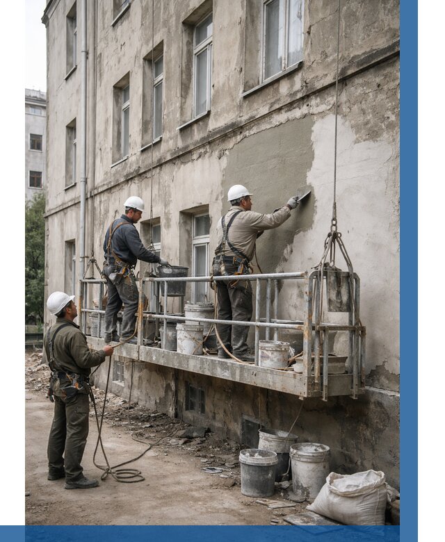 Капитальный ремонт фасада в Южноуральске от 4593 р. | ВЫСОТНИК-Жрк