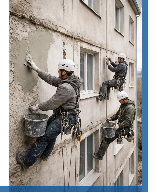 Ремонт штукатурного фасада в Южноуральске от 820 р. под ключ | ВЫСОТНИК-Жрк