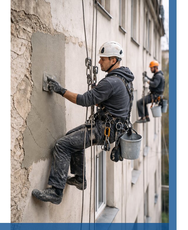 Восстановление штукатурки фасада в Южноуральске от 1312 р. | ВЫСОТНИК-Жрк