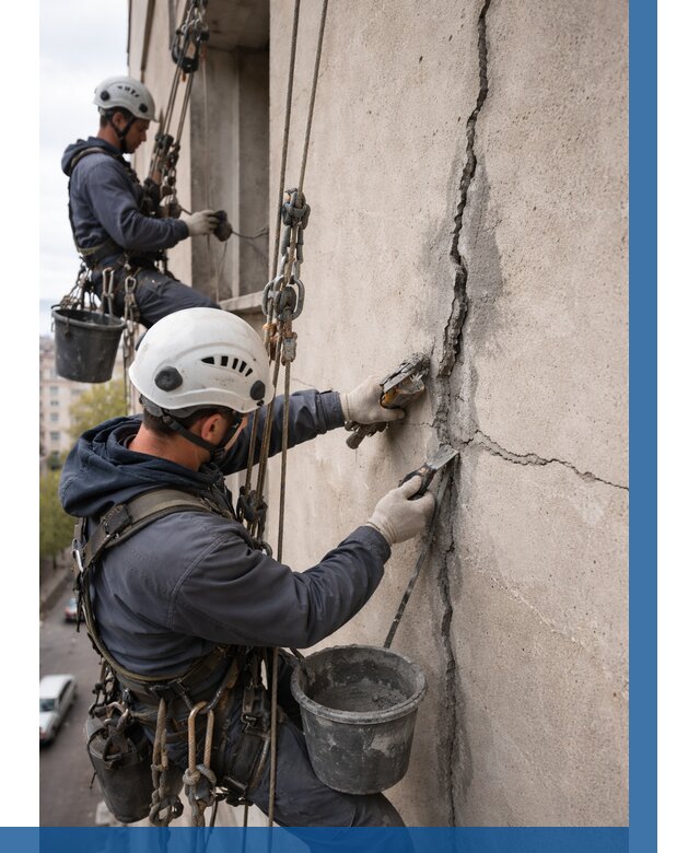 Заделка трещин на фасаде в Южноуральске от 984 р. | ВЫСОТНИК-Жрк