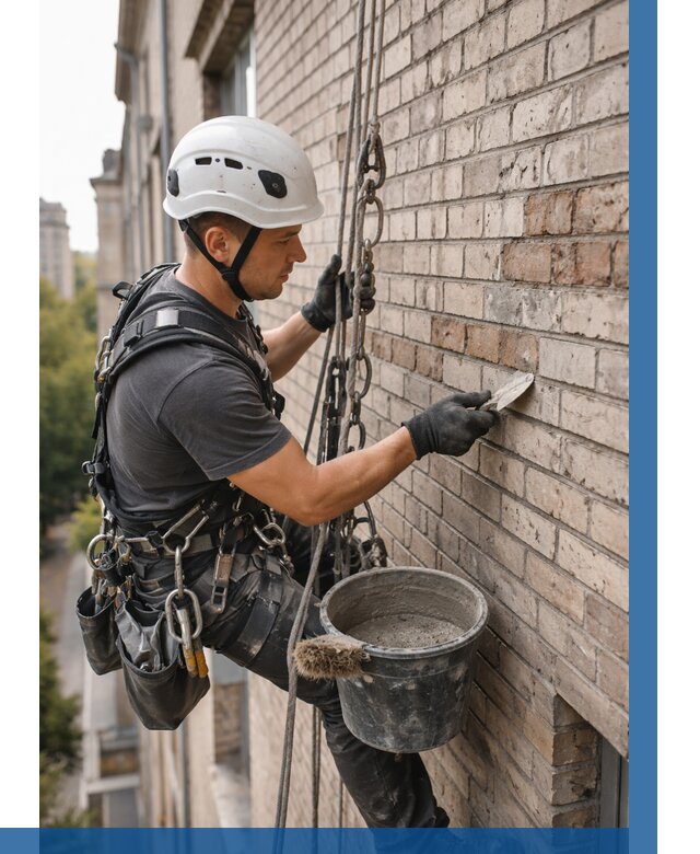 Ремонт кирпичной кладки фасада в Южноуральске от 1968 р. | ВЫСОТНИК-Жрк