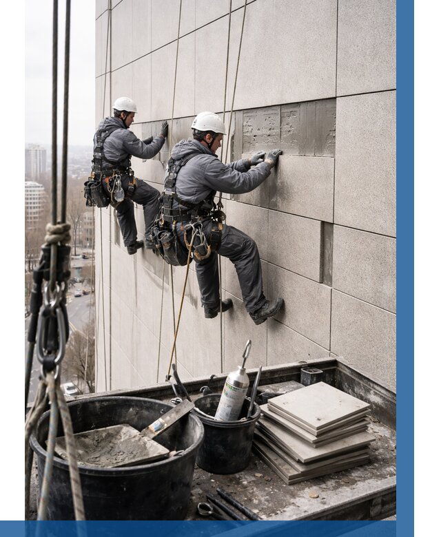 Ремонт фасада из керамогранита в Южноуральске от 2734 р. | ВЫСОТНИК-Жрк