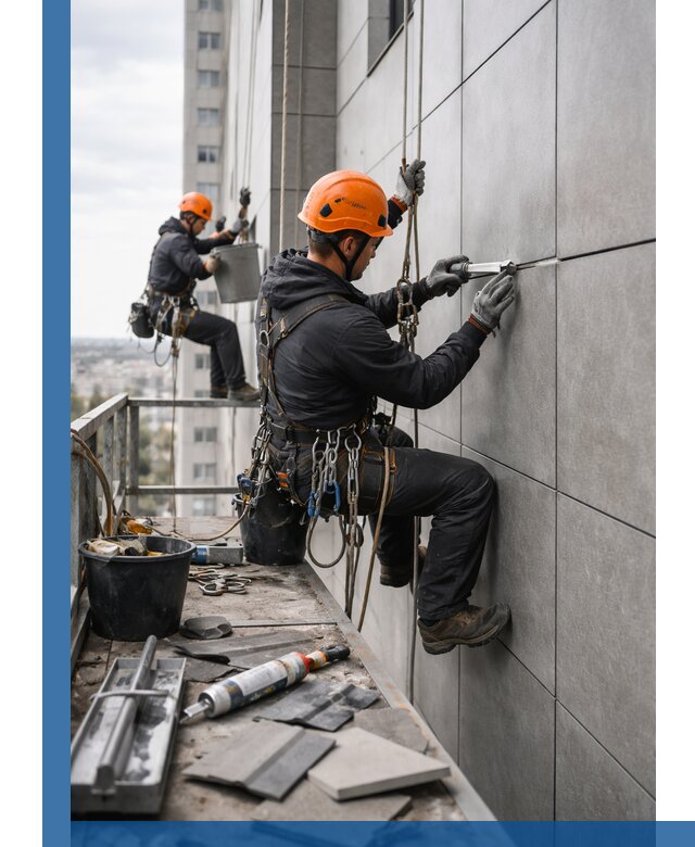 Профессиональный ремонт фасада из керамогранита в Южноуральске