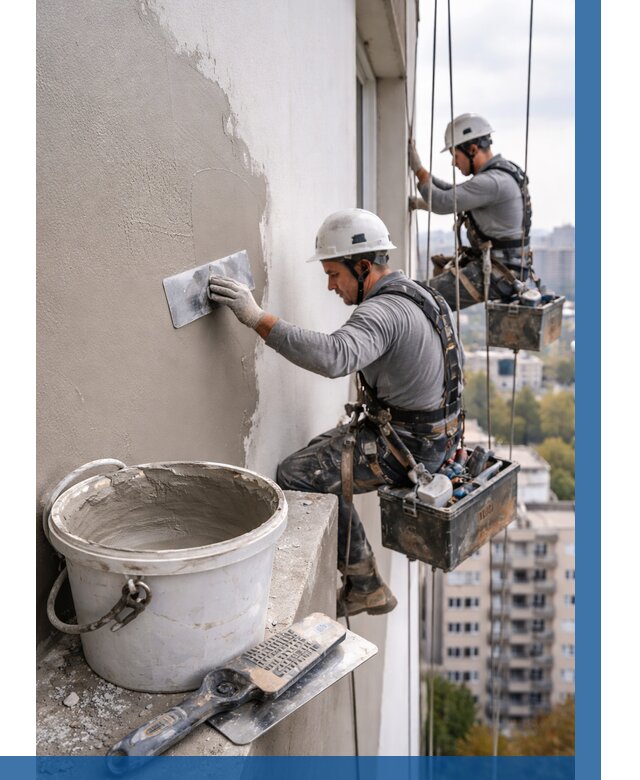 Шпаклевка фасада на высоте в Южноуральске от 766 р. | ВЫСОТНИК-Жрк