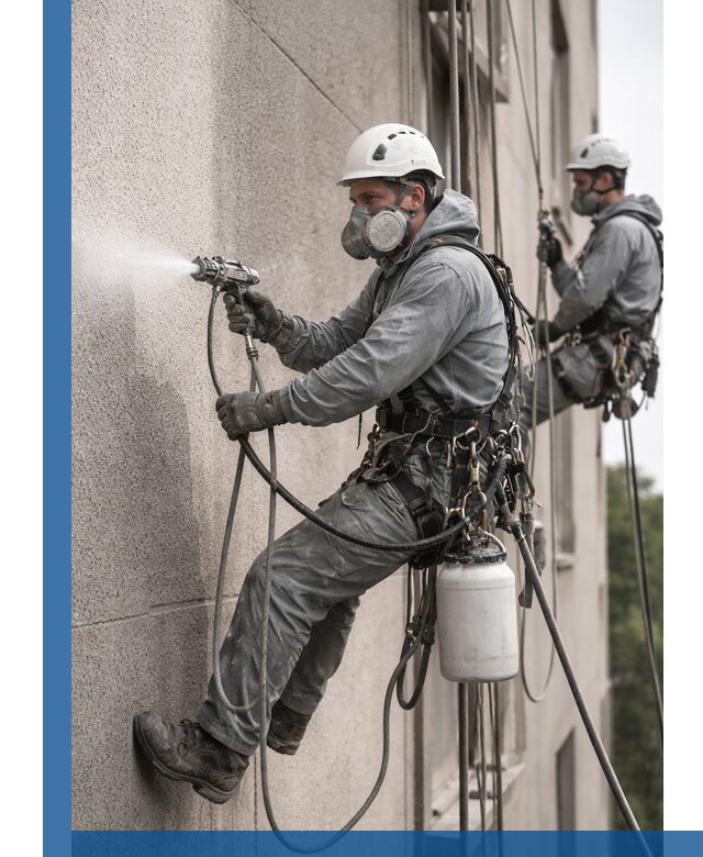 Безвоздушная покраска фасадов зданий в Южноуральске профессионально