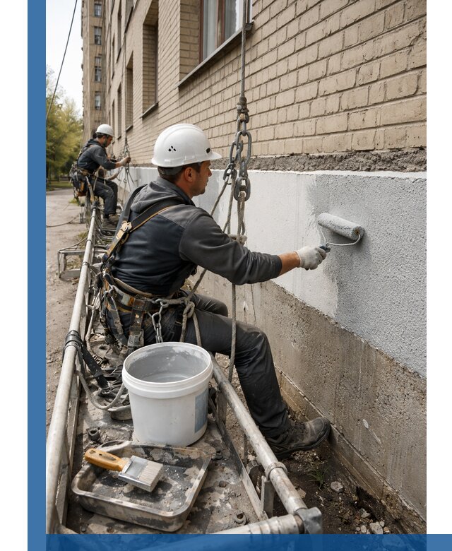 Окраска цоколя здания в Южноуральске профессионально и надежно