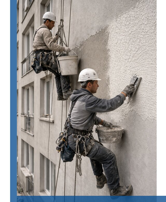 Нанесение декоративной штукатурки короед на фасад в Южноуральске