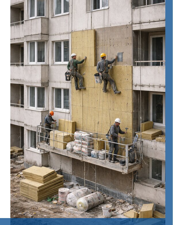 Утепление фасада минватой в Южноуральске от 1640 р. | ВЫСОТНИК-Жрк