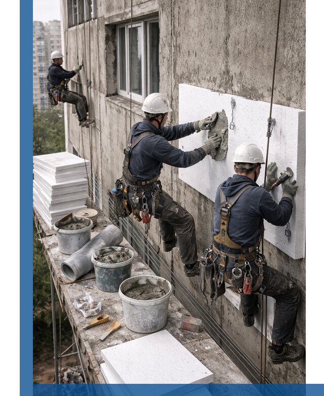 Утепление фасада пенополистиролом в Южноуральске под ключ