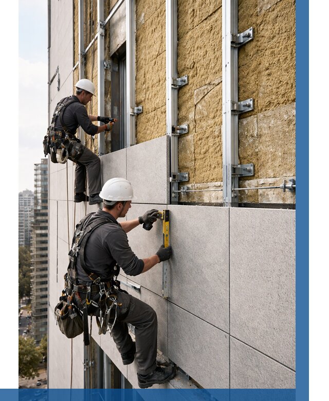 Монтаж вентилируемого фасада в Южноуральске от 3828 р. | ВЫСОТНИК-Жрк