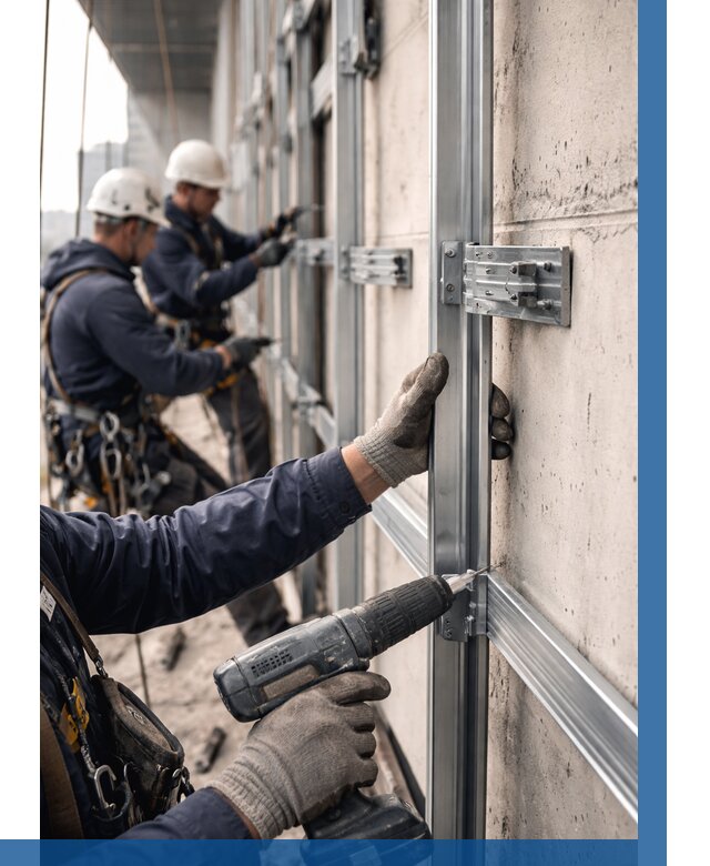 Монтаж подсистемы вентфасада в Южноуральске от 930 р. | ВЫСОТНИК-Жрк