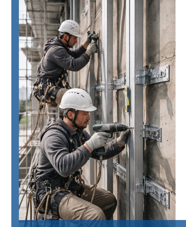 Монтаж и крепление подсистемы вентфасада в Южноуральске