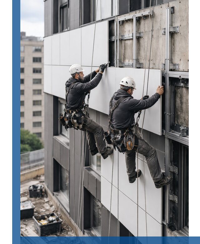 Монтаж композитных панелей фасада в Южноуральске под ключ