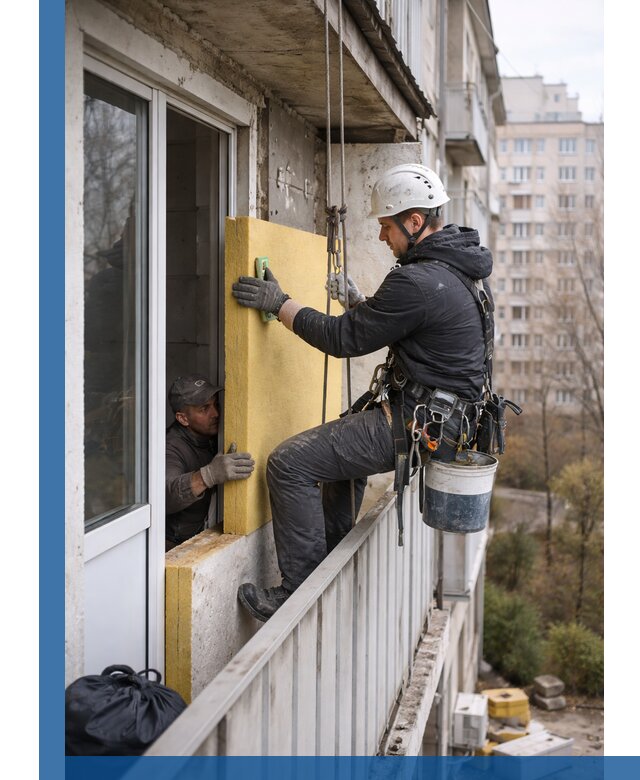 Профессиональное утепление балкона снаружи в Южноуральске под ключ