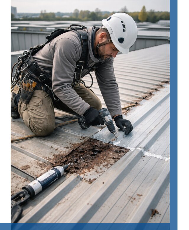 Ремонт профнастила на кровле в Южноуральске от 766 р. | ВЫСОТНИК-Жрк