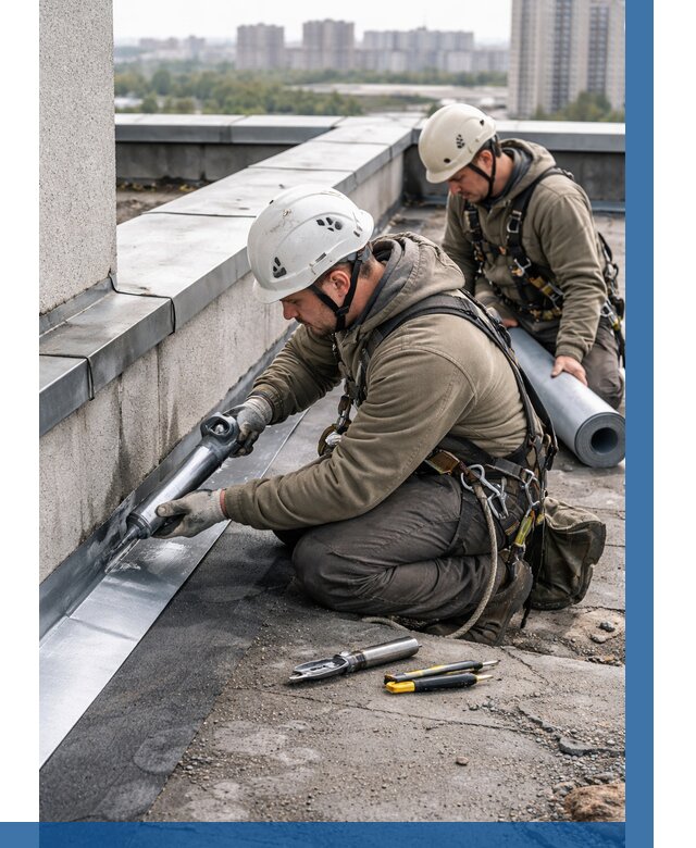 Ремонт кровельных примыканий в Южноуральске от 1312 р. | ВЫСОТНИК-Жрк