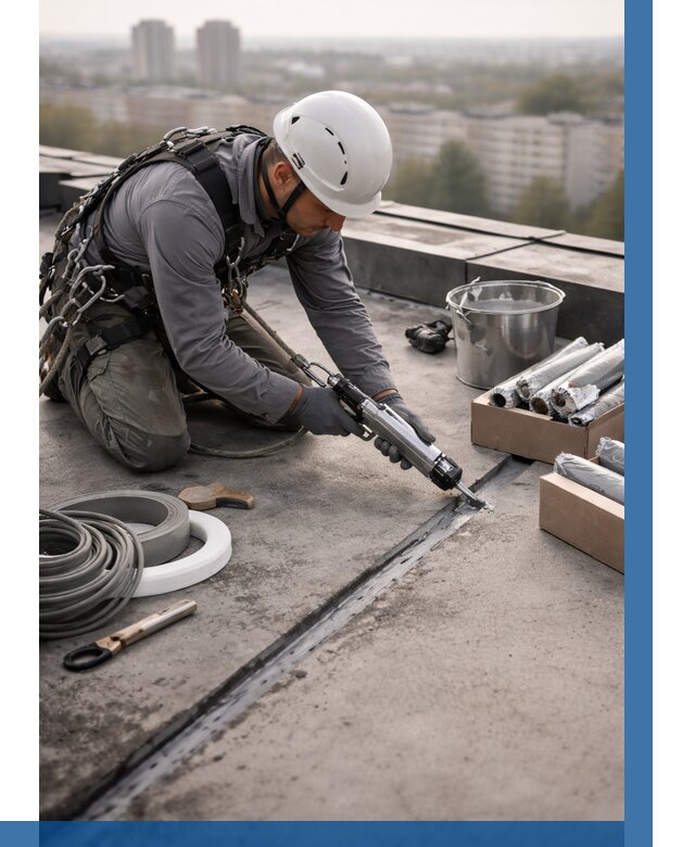 Герметизация швов кровли в Южноуральске от 492 р./м2 | ВЫСОТНИК-Жрк