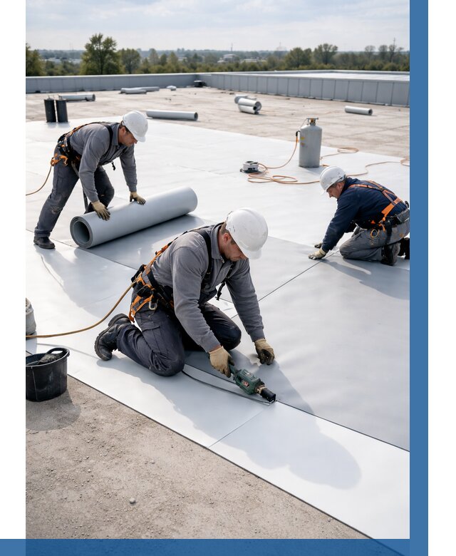 Монтаж мембранной кровли под ключ в Южноуральске от 1312 р. | ВЫСОТНИК-Жрк