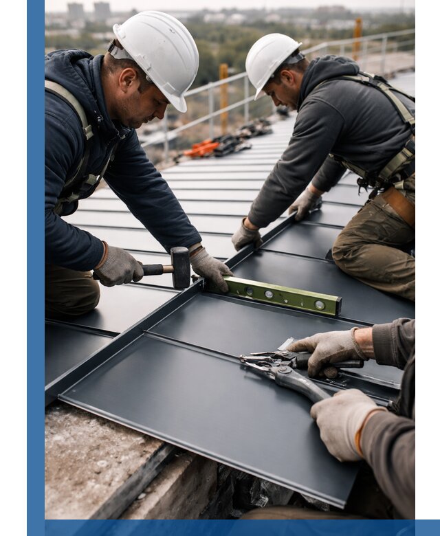 Монтаж фальцевой кровли в Южноуральске для промышленных зданий