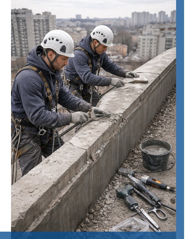 Ремонт парапета на кровле в Южноуральске от 1640 р. | ВЫСОТНИК-Жрк