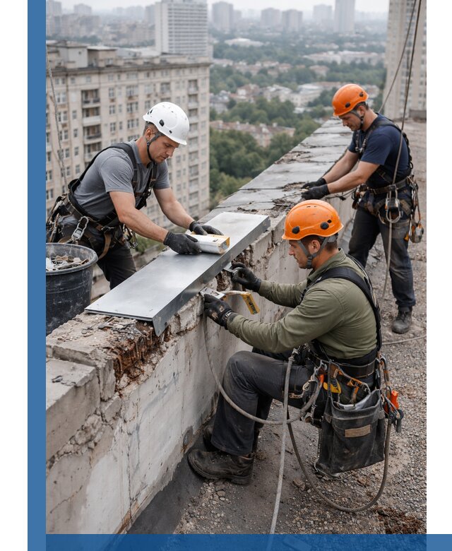 Ремонт парапета на кровле в Южноуральске, высотные работы с гарантией