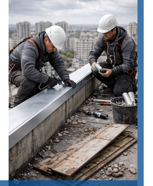 Замена парапетных крышек под ключ в Южноуральске от 1312 р. | ВЫСОТНИК-Жрк