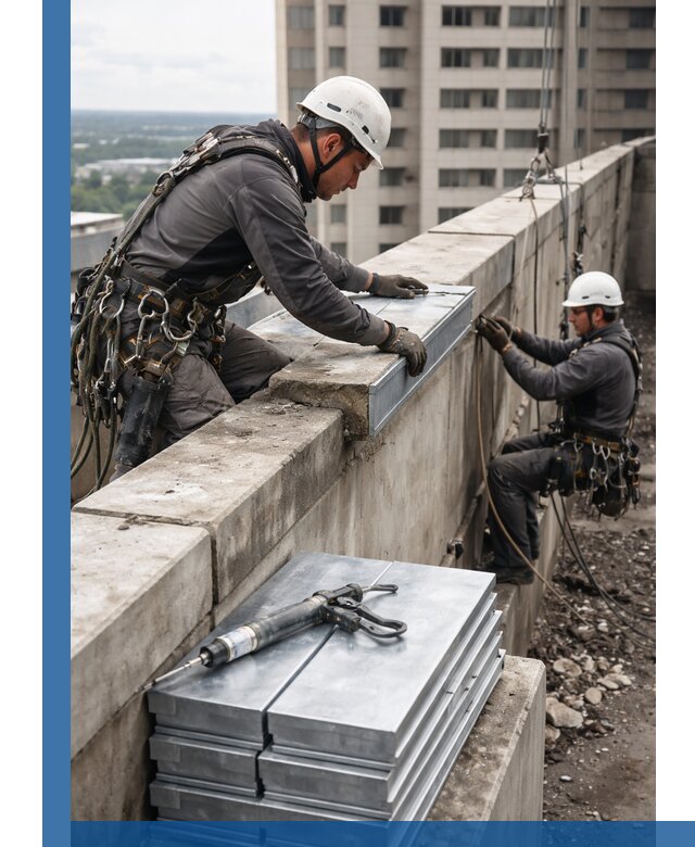 Замена парапетных крышек и установка новых в Южноуральске