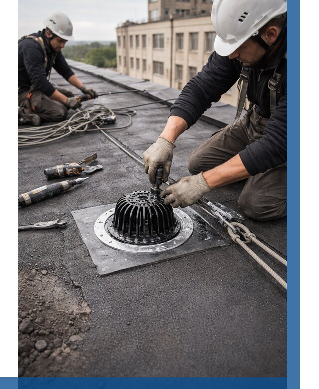 Установка водосточных воронок в Южноуральске цена от 3828 р. | ВЫСОТНИК-Жрк