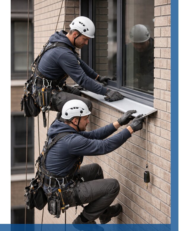 Монтаж оконных отливов под ключ в Южноуральске от 3828 р. | ВЫСОТНИК-Жрк