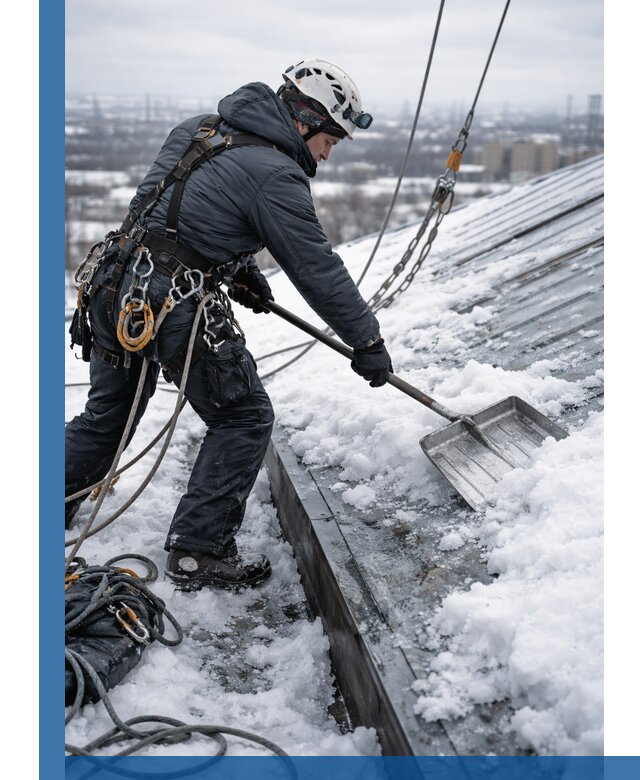 Профессиональная очистка кровли от снега и наледи в Южноуральске