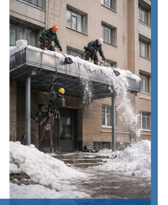 Очистка козырьков от снега в Южноуральске от 3828 р. | ВЫСОТНИК-Жрк