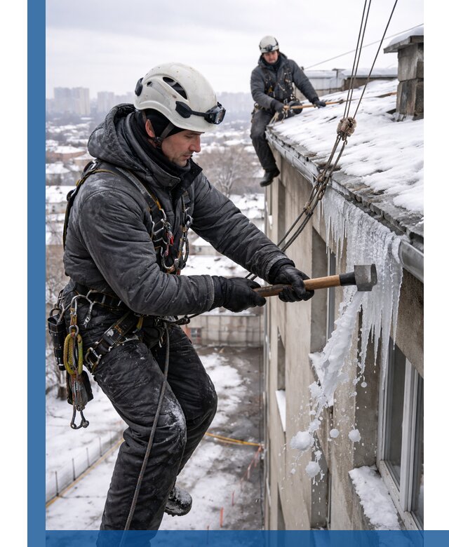 Сбивание и удаление сосулек с крыши в Южноуральске безопасно