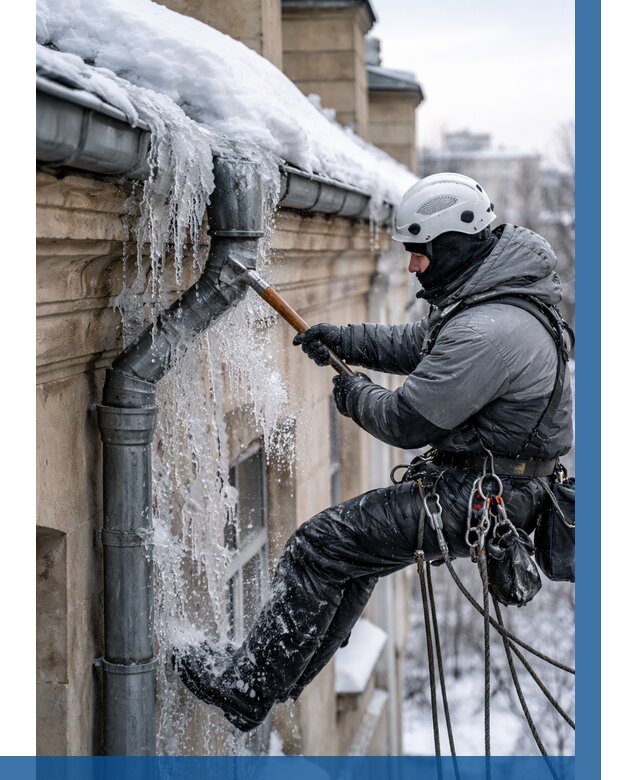 Очистка водостоков от льда в Южноуральске от 3828 р. | ВЫСОТНИК-Жрк