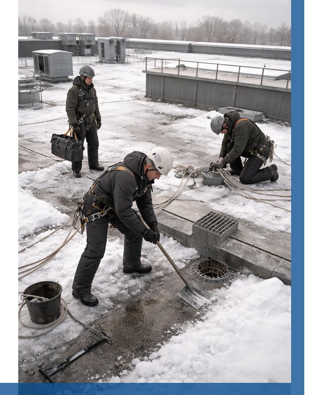 Абонентское обслуживание кровли зимой в Южноуральске от 8749 р. | ВЫСОТНИК-Жрк