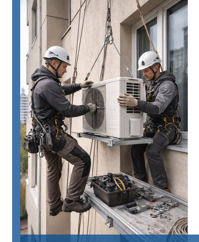 Перенос внешнего блока кондиционера в Южноуральске с монтажом и крепежом