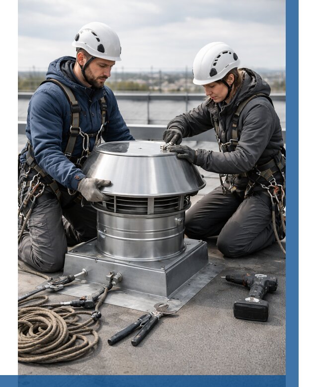 Установка дефлекторов на кровле в Южноуральске от 4921 р. | ВЫСОТНИК-Жрк