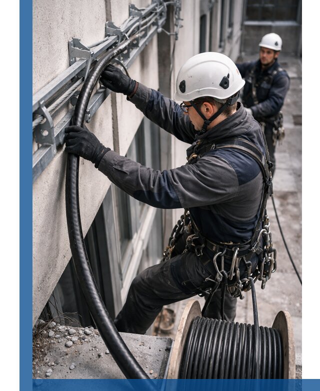 Протяжка кабеля питания на высоте в Южноуральске с гарантией безопасности и качества