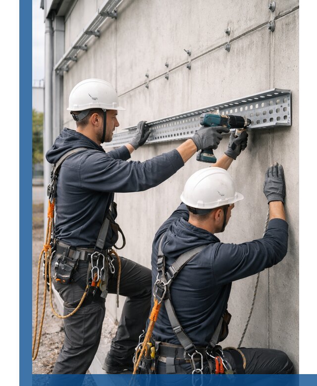 Монтаж кабельных лотков на фасаде зданий в Южноуральске с гарантией