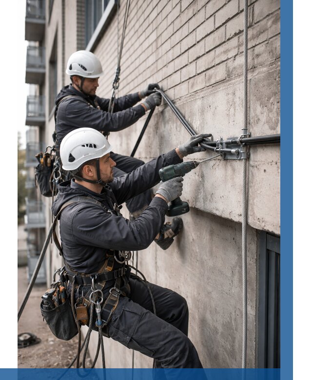 Крепление кабеля на фасаде в Южноуральске от 383 р. | ВЫСОТНИК-Жрк