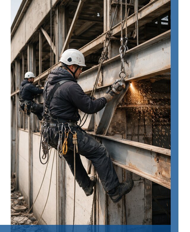 Демонтаж металлоконструкций на высоте в Южноуральске от 7108р. |ВЫСОТНИК-Жрк