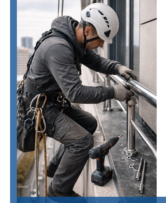 Монтаж ограждений на высоте в Южноуральске для зданий и конструкций