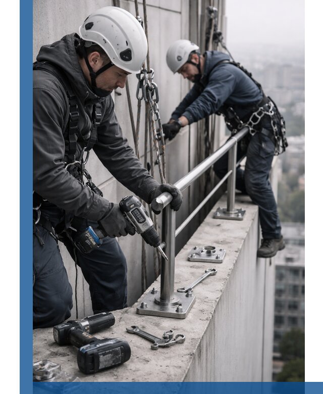 Монтаж перил на высоте в Южноуральске для жилых и промобъектов