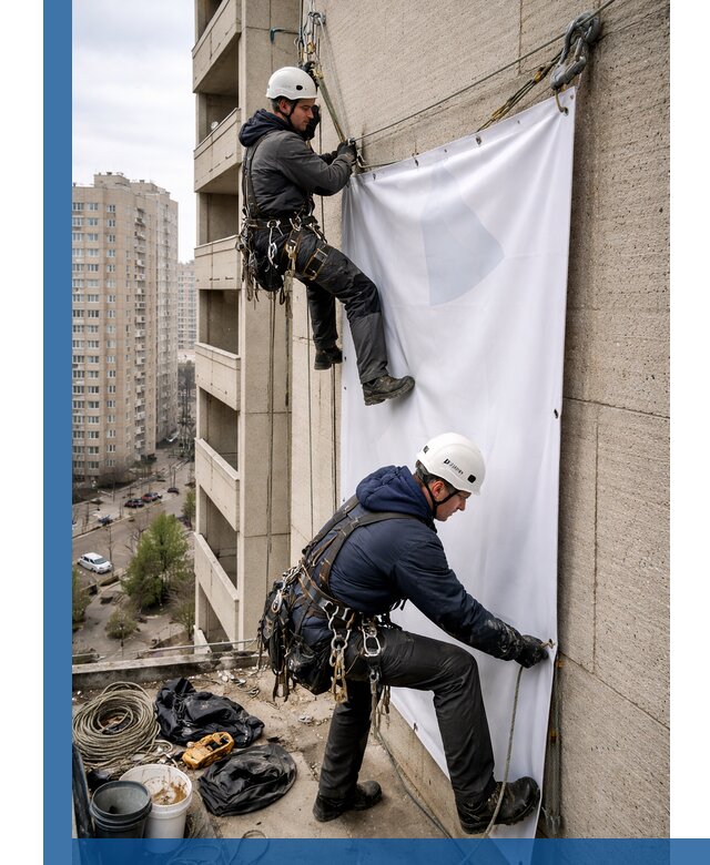 Профессиональный монтаж баннеров на фасаде в Южноуральске