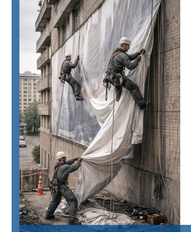 Демонтаж баннеров с фасада в Южноуральске оперативно и безопасно