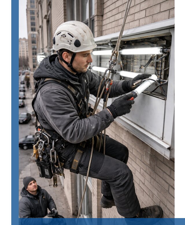 Профессиональная замена ламп в наружной вывеске в Южноуральске