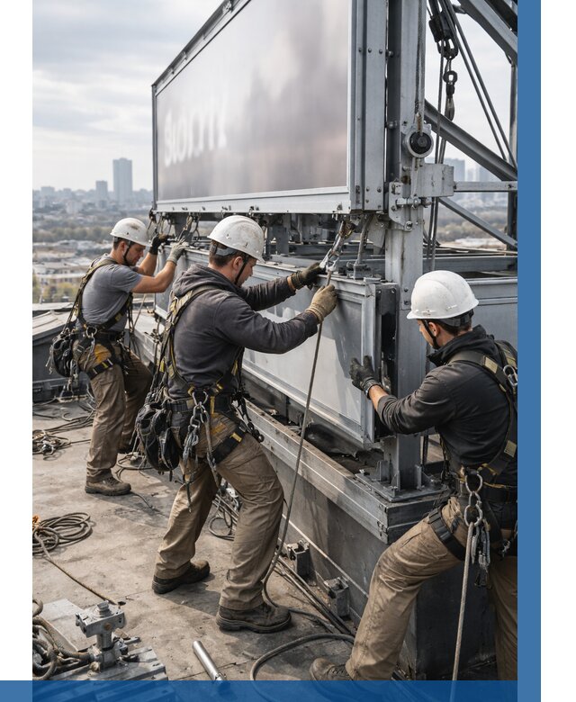 Монтаж крышной рекламной конструкции в Южноуральске от 65616 р.|ВЫСОТНИК-Жрк