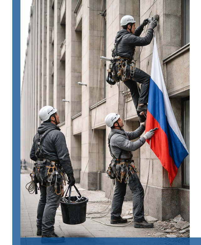 Профессиональная установка флагов на фасаде в Южноуральске