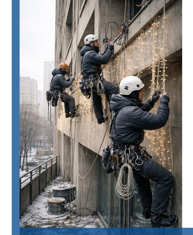 Монтаж новогодней иллюминации и украшение фасадов в Южноуральске